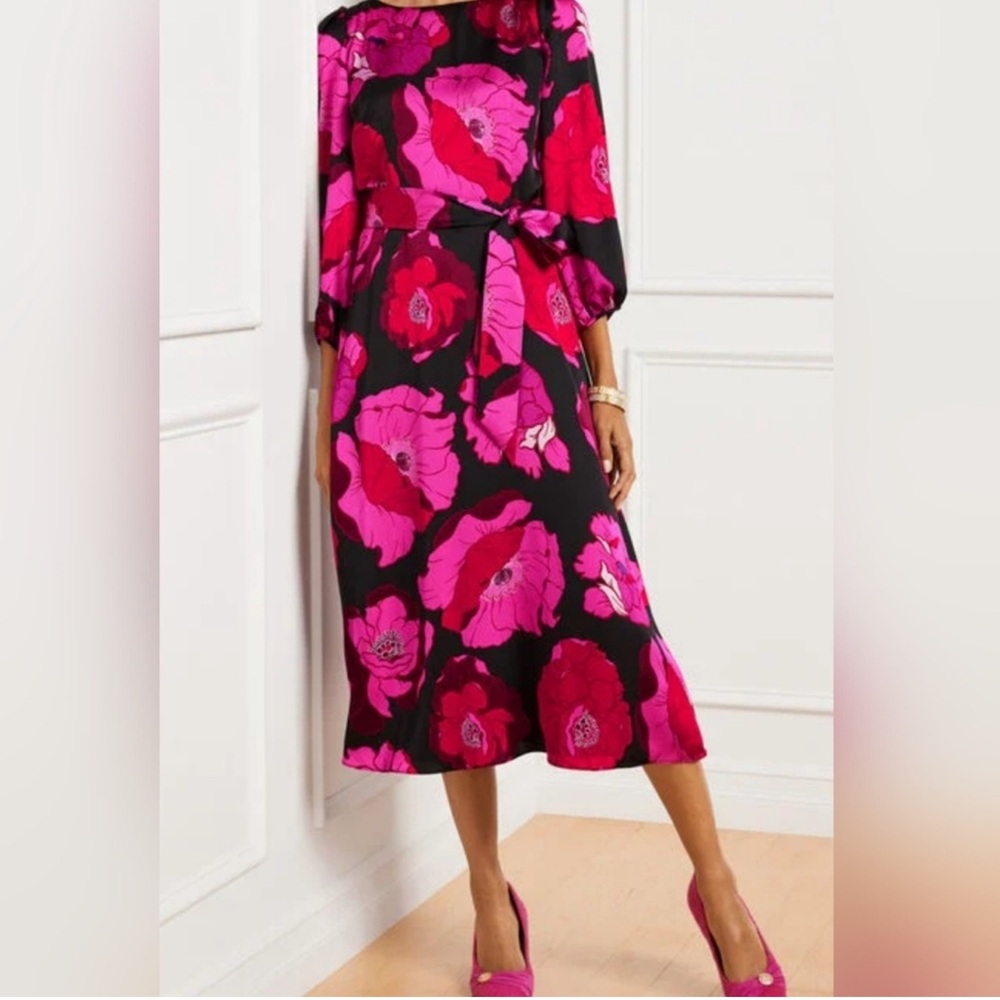 Talbots Satin Blooming Floral Dress